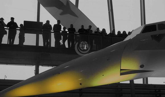 Spectators watching Concorde nose droop